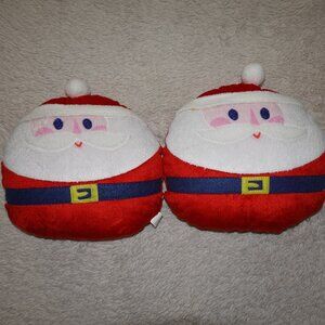Set of 2 Soft Plush Santa Clause Pillows, approx 9" x 9"